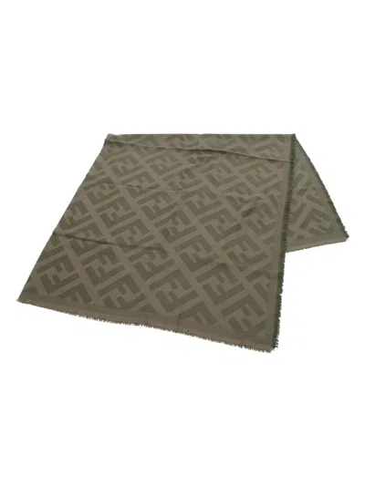 Pre-owned Fendi Zucca-jacquard Scarf In Green