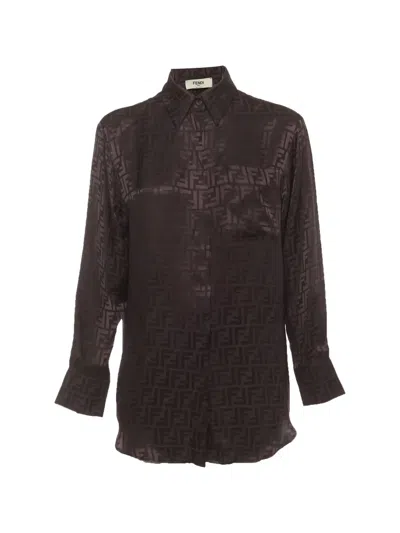Pre-owned Fendi Zucca Jacquard Shirt In Purple