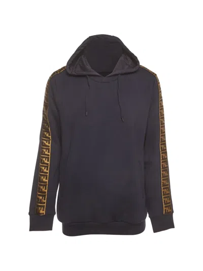 Pre-owned Fendi Zucca Jersey Hoodie In Blue