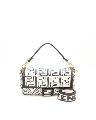 Fendi Zucca Joshua Vides Baguette Bag In White