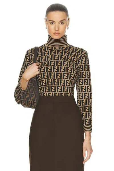 Fendi Zucca Knit Jumper In Beige