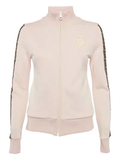 Pre-owned Fendi Zucca Logo-detail Zip-fastening Jacket In Pink