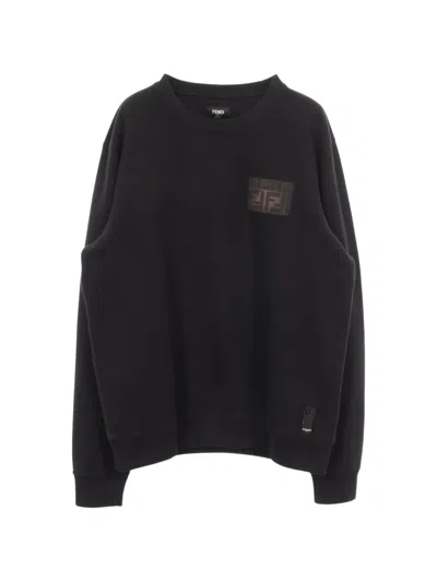 Pre-owned Fendi Zucca Logo-patch Sweatshirt In Black