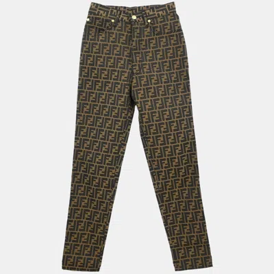 Pre-owned Fendi Zucca Long Pants Brown #40 In Black