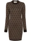 Fendi Ff Monogram Mini Dress In Brown