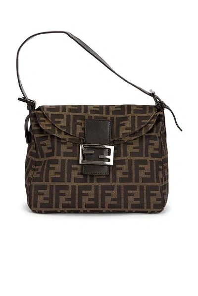 Pre-owned Fendi Zucca Mama Baguette Shoulder Bag In Brown