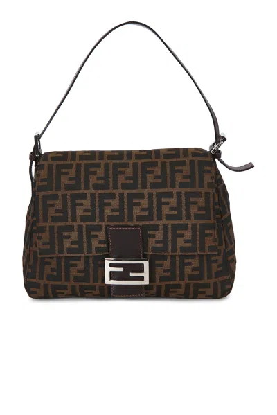 Pre-owned Fendi Zucca Mama Baguette Shoulder Bag In Brown