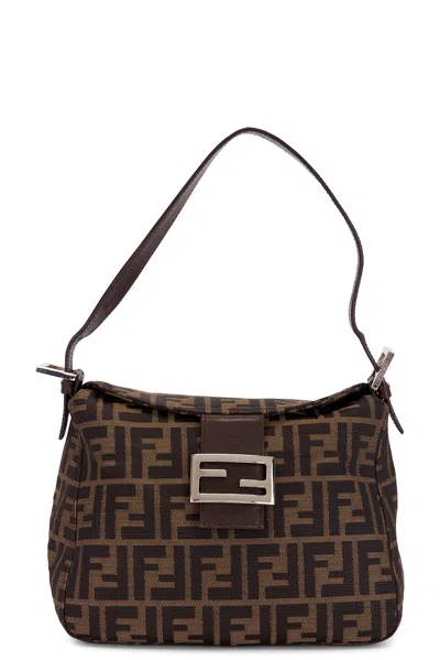 Pre-owned Fendi Zucca Mama Baguette Shoulder Bag In Brown