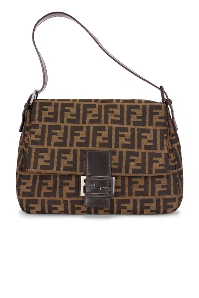 Pre-owned Fendi Zucca Mama Baguette Shoulder Bag In Brown
