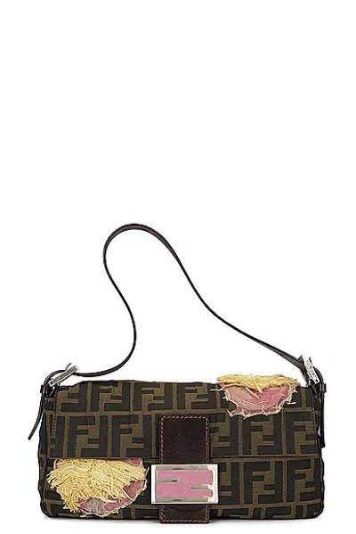 Pre-owned Fendi Zucca Mama Baguette Shoulder Bag In Brown
