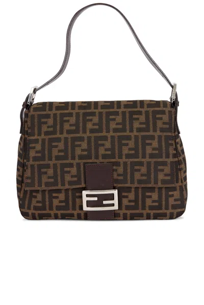 Pre-owned Fendi Zucca Mama Forever Baguette Shoulder Bag In Brown