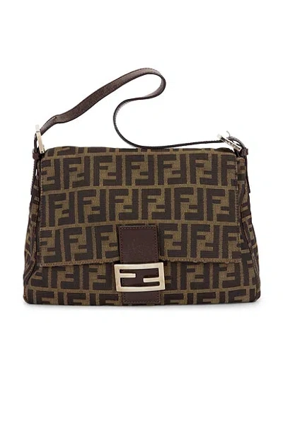 Pre-owned Fendi Zucca Mama Forever Baguette Shoulder Bag In Brown