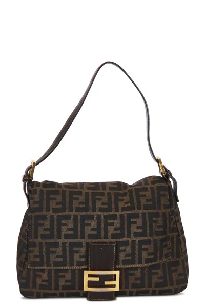 Pre-owned Fendi Zucca Mama Forever Baguette Shoulder Bag In Brown