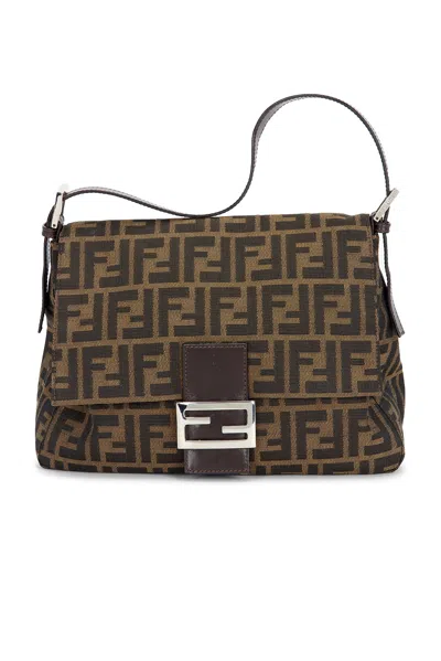Pre-owned Fendi Zucca Mama Forever Baguette Shoulder Bag In Brown