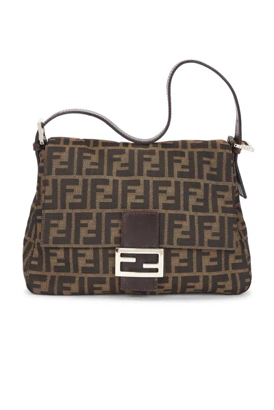 Pre-owned Fendi Zucca Mama Forever Baguette Shoulder Bag In Brown