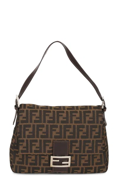 Pre-owned Fendi Zucca Mama Forever Baguette Shoulder Bag In Brown