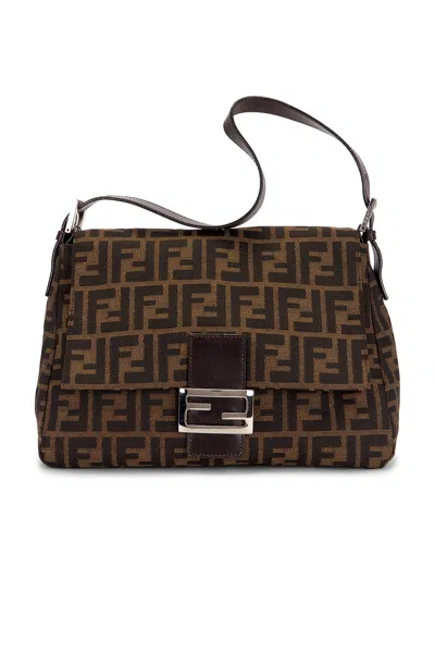 Pre-owned Fendi Zucca Mama Forever Baguette Shoulder Bag In Brown