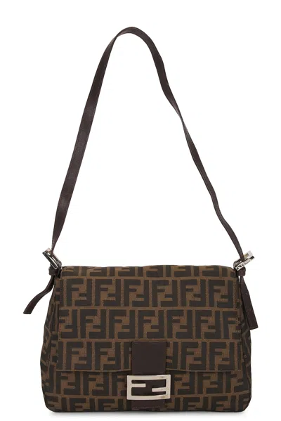 Pre-owned Fendi Zucca Mama Forever Baguette Shoulder Bag In Brown