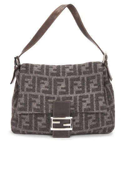 Pre-owned Fendi Zucca Mama Forever Baguette Shoulder Bag In Gray