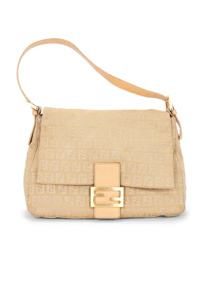 Pre-owned Fendi Zucca Mama Forever Baguette Shoulder Bag In Sand