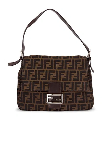 Pre-owned Fendi Zucca Mama Forever Baguette Shoulder Bag In Tobacco Brown