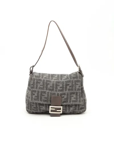 Fendi Zucca Mamma Tweed Bag In Gray