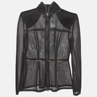 Pre-owned Fendi Zucca Mesh Sheer Jacket M In Black