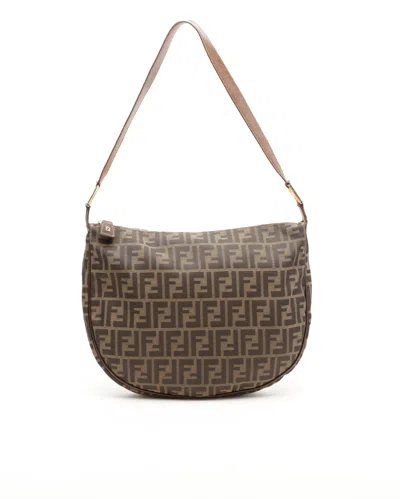 Fendi Zucca Messenger Bag In Brown