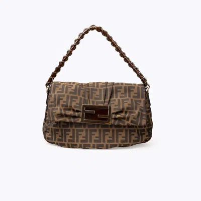 Fendi Zucca Mia Flap Bag In Brown