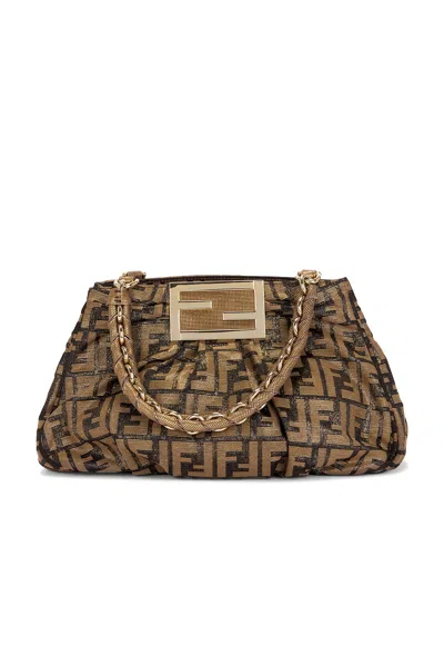 Pre-owned Fendi Zucca Mia Tote Bag In Brown