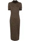Fendi Fitted Midi Dress In Brown