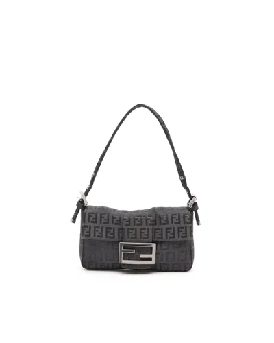Fendi Zucca Mini Baguette Bag In Gray