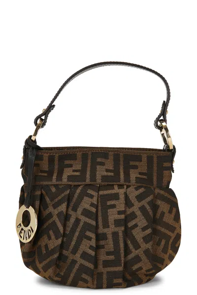 Pre-owned Fendi Zucca Mini Chef Hobo Bag In Brown
