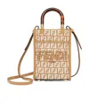Fendi Raffia Mini Bag With White Tapestry Fabric Ff Motif In Nude