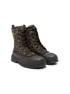 Fendi Tobacco Jacquard Biker Boots In Brown