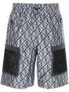 Fendi Bermuda In Poliestere Ricamato  Uomo In Blau
