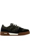 Fendi Match Suede Sneakers With Jacquard Ff Fabric Inserts In Brown