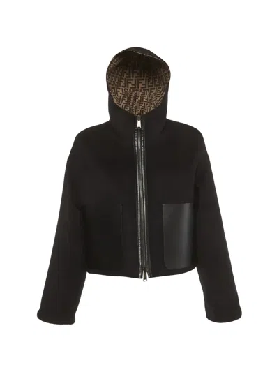 Pre-owned Fendi Zucca Monogram Reversible Jacket In Black