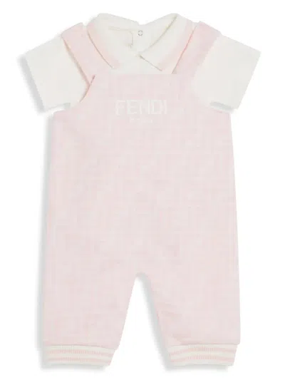 Fendi Babies' Zucca-monogram Romper Set In Pink