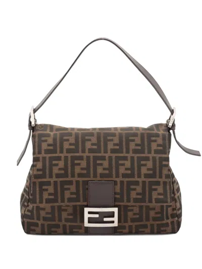 Pre-owned Fendi Zucca Monogram Shoulder Bag In Brown