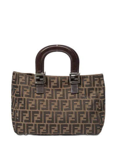 Pre-owned Fendi Zucca-monogram Tote Bag In Brown