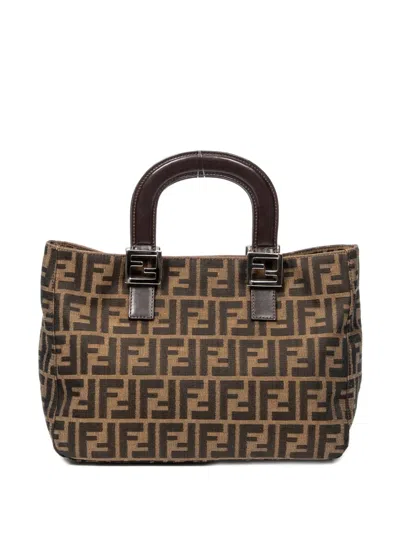 Pre-owned Fendi Zucca-monogram Tote Bag In Brown