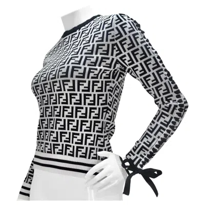 Pre-owned Fendi Zucca Monogram Viscose Sweater In Gray