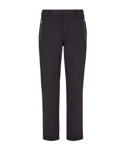 Fendi Zucca-panelled Straight-legged Trousers In Black