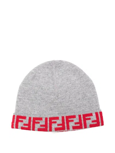 Fendi Kids' Zucca-pattern Beanie In Gray