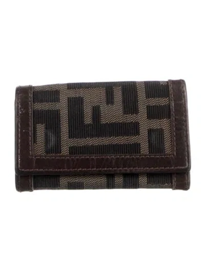 Pre-owned Fendi Zucca Pattern Canvas Key Case In Neutral