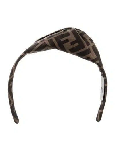 Pre-owned Fendi Zucca Pattern Print Fabric Headband In Multi