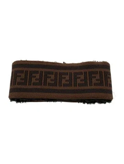 Pre-owned Fendi Zucca Patterned Head Band W/tags In Brown
