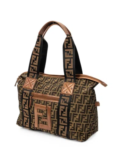Pre-owned Fendi Zucca Patterned Tote Bag In Brown