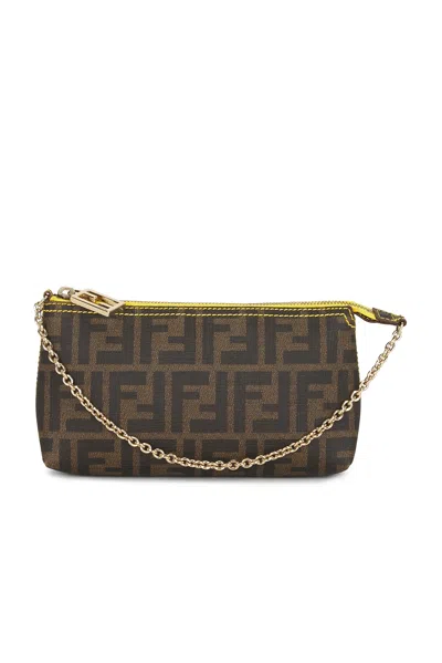 Pre-owned Fendi Zucca Pochette Shoulder Bag In Brown